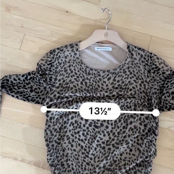 REFORMATION Tomas  Long Sleeve Mini Dress in Brown Cheetah L NWOT - Picture 15 of 15
